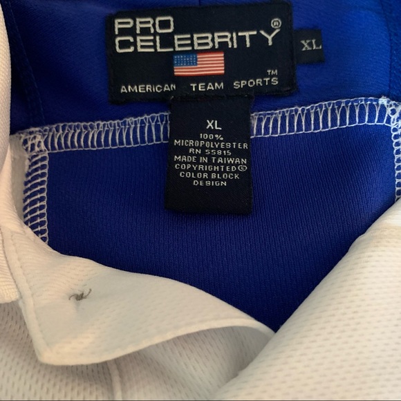 Pro Celebrity Polo Shirt White Blue Sz XL - Picture 8 of 10